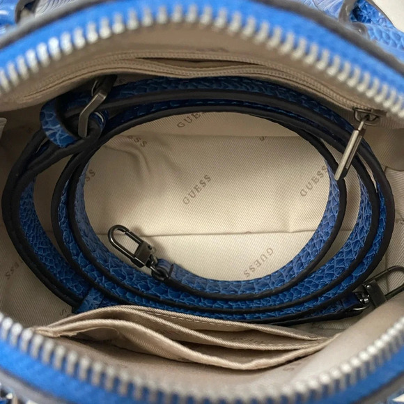 GUESS Blue Raffie Crocodile-Embossed Bag - Picture 4 of 5
